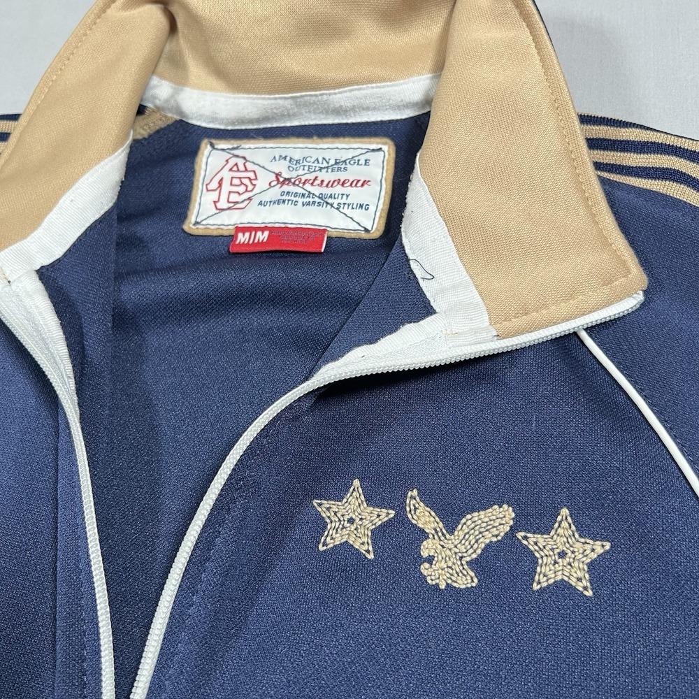 Vintage American Eagle Jacket Mens M Varsity Track Full Zip Stars Preppy Emo Y2K - Picture 2 of 7